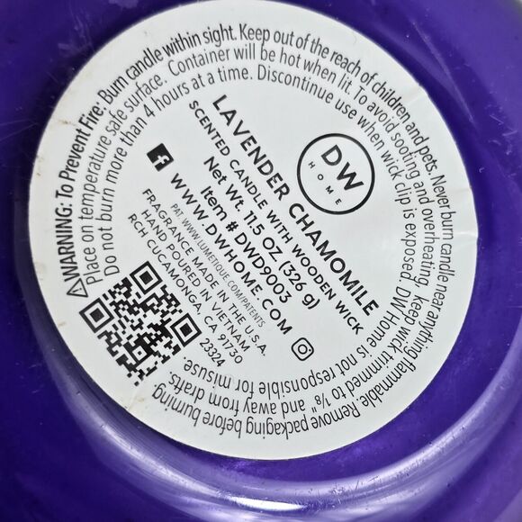 DW Home Candle Wooden Wick Scented  Lavender Chamomile Relaxation Burns 40 Hours - Picture 6 of 7